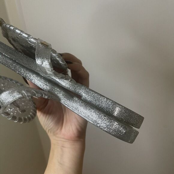 Jack Rogers Silver glitter medallion jelly thong sandals size US 9 - Picture 4 of 6